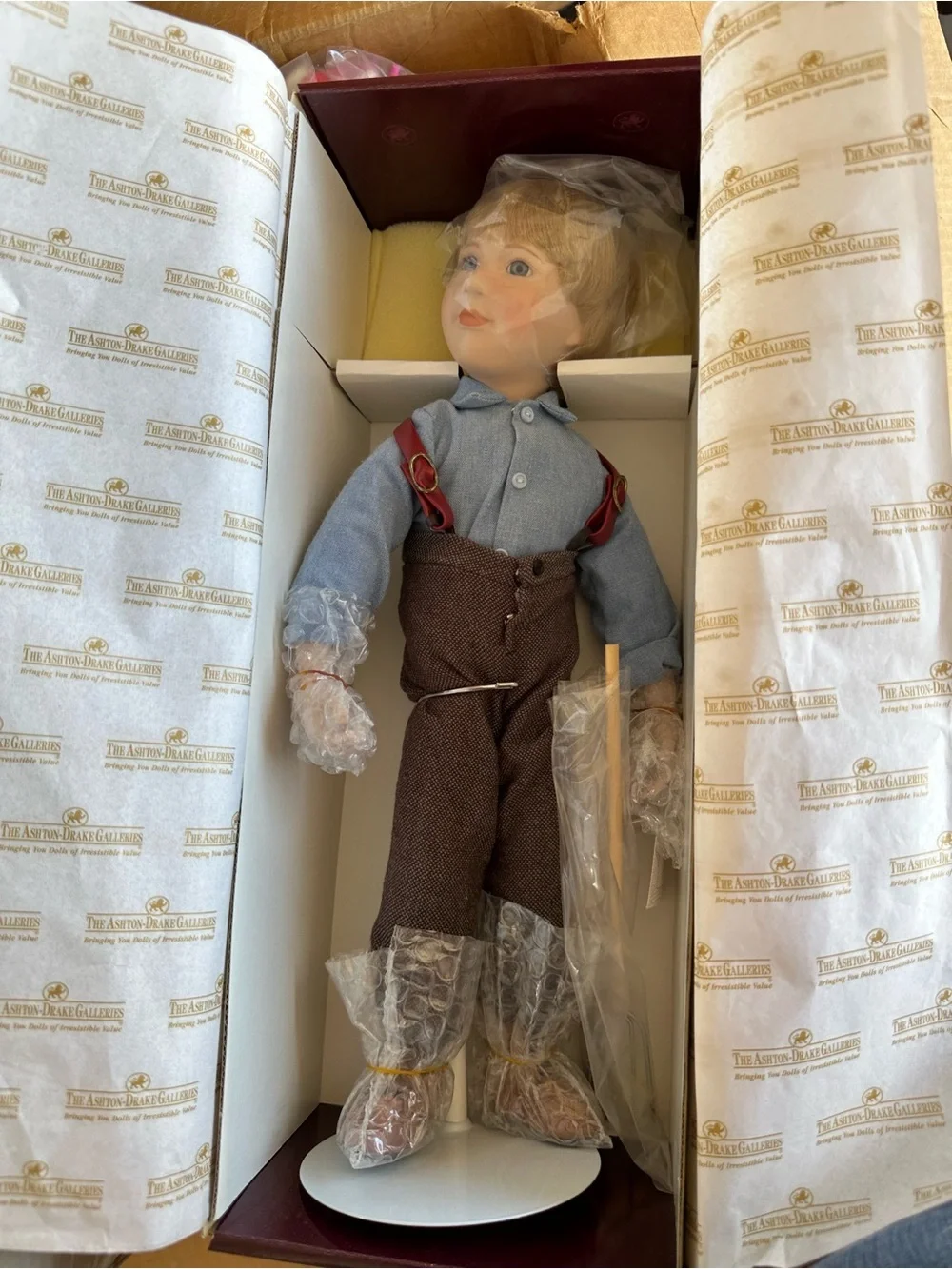 NWT Ashton Drake Set of 7 Little House on the Prairie Porcelain Dolls.